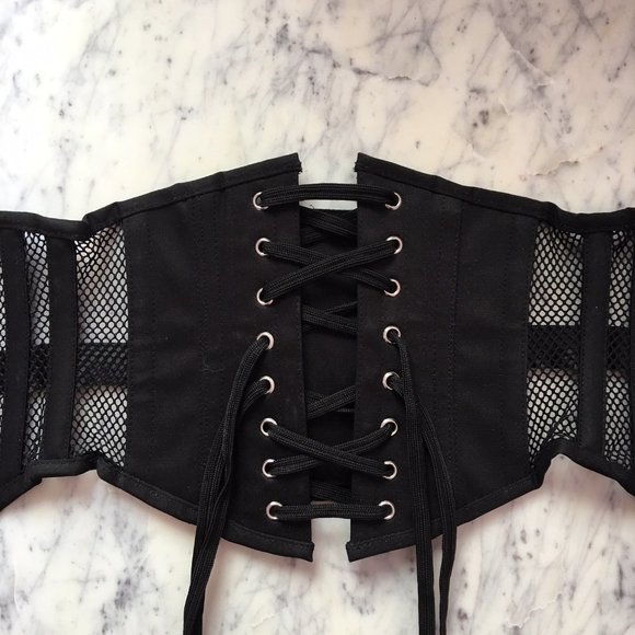 Corset Story Black Mesh Waspie Corset - Picture 2 of 4